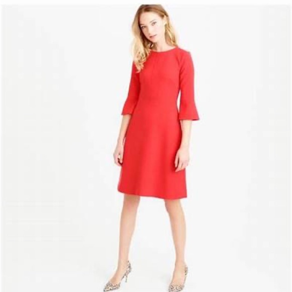 J. Crew Women’s Knee-length Dress Crepe Fabric Red Orange sz 2
